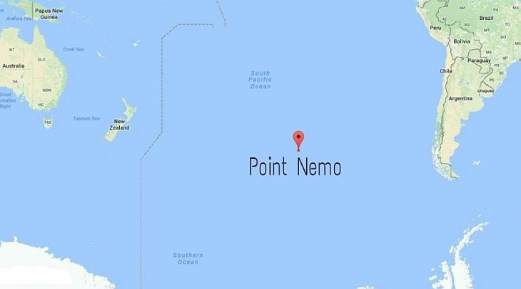 Точка Немо на карте Тихого океана