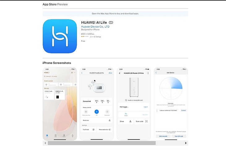 Приложение Huawei AI Life доступно в AppStore